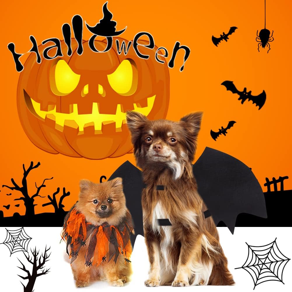 Dog Bat Wings Halloween Costumes for Medium Dogs with Pumpkin Bell Adjustable Pet Cosplay Outfit Neck 12.6-20.5 in Chest 13.5-24.4 in