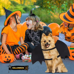 Dog Bat Wings Halloween Costumes for Medium Dogs with Pumpkin Bell Adjustable Pet Cosplay Outfit Neck 12.6-20.5 in Chest 13.5-24.4 in